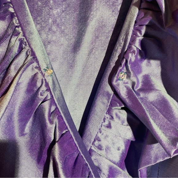 Vintage Dress Catherine Regehr 100% Silk Metallic Blue Stunning Size P (Small) - Picture 14 of 16